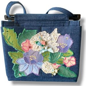 Toby Weston Vintage 90s Denim Floral Patch Tote Bag – Grandmacore Cottagecore